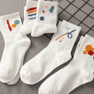 Women's <b>White</b> Crew Socks Breathable Sweat Absorbing Polyester Summer Casual Style Youth Fashion - Product Image 3