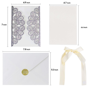 Juego de Invitaciones de Boda de Lujo en Oro Rosa con Corte Láser y Lazo Rosa Personalizado para Ceremonia de Compromiso - Product Image 6