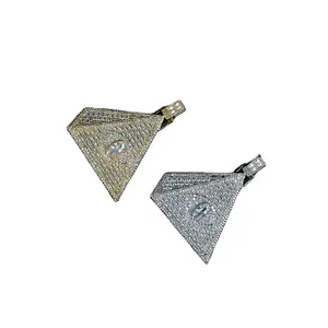 Full Pave Zircon Hip Hop Iced Out Bling Cubic Zircon CZ 3D Triangle Eye Pyramid Pendants For Men Jewelry