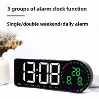 Moderner Minimalistischer Schlafzimmer-Wanduhr mit LED-Digitalanzeige, Wecker, Stecker- und Batteriebetrieb, Anzeige von Zeit, Tag und Woche
