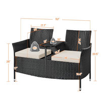 Ensemble de meubles de patio en rotin PE, canapé deux places et table d'appoint, chaise double en osier pour jardin et balcon, vente en gros