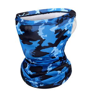 Cache-cou camouflage bleu anti-UV en polyester pour sports de plein air unisexe toutes saisons avec impression par sublimation - Product Image 1
