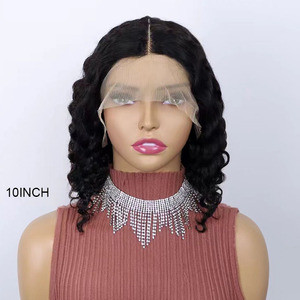 RG156 RG Grade 10A 10 pouces 12 pouces 14 pouces 16 pouces 18 pouces deep wave couleur naturelle perruque cheveux vierges 150% Transparent T Lace Wig fournisseur - Product Image 3