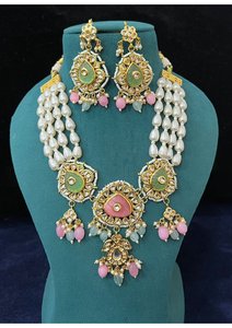 Conjunto de Joyería Nupcial Tradicional Kundan para Mujer, Collar de Perlas de Varias Hebras con Pendientes a Juego, para Bodas Indias y Fiestas - Product Image 5