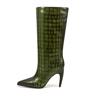 Women Pointed Toe on Animal Prints Knee High <b>Boots</b> Big Size 47 Wide Fit Hook Heels Shoes - Product Image 3