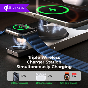 Station de charge portable LISEN QI2 en alliage d'aluminium, modèle privé, 3 en 1, pliable, pour iPhone, Samsung, iWatch, AirPods - Product Image 3