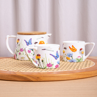 Pichet à eau en porcelaine d'os au design moderne de haute qualité avec tasses, petites tasses pour 4 personnes avec pot