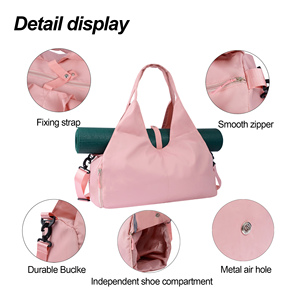 Moq 1 Pcs Biểu Tượng Tùy Chỉnh Lady Yoga Phòng Tập Thể Dục Tote Túi Với Giày Ngăn Không Thấm Nước Vải Thô Túi Đàn Hồi Yoga Mat Chủ - Product Image 6