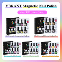 Kit de Vernis Gel Œil de Chat Arc-en-ciel 9D Tendance, 6 Pièces, Effet Cristal Brillant, Perles de Verre Magnétiques, Gel UV LED Soak Off, Kit Nail Art, Coffret Cadeau