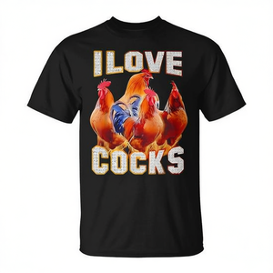 Camiseta con estampado de pollo I Love Cocks, unisex, para adultos, manga corta, cuello redondo, impresión digital, modelo A7462 - Product Image 2