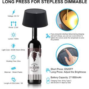 Lampada da Tavolo Solare Antela 3000K Bianco Caldo Dimmerabile con Controllo Touch Ricaricabile USB, Base Cuneo Nera con Paralume - Product Image 6