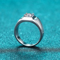 Bague pour homme en argent 925 avec moissanite, sertissage carré, bande brossée, certifiée GRA VVS1, bijoux fins, vente en gros pour mariage