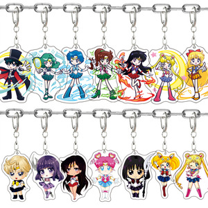 Vente en gros de porte-clés Anime <span class=keywords><strong>Sailor</strong></span> <span class=keywords><strong>Moon</strong></span>, porte-clés en acrylique double face de dessin animé - Product Image 1