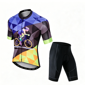 Conjunto de Ciclismo de Verano con Estampado Race Fit, Jersey Unisex de Corte Aerodinámico de Secado Rápido, Pantalones Cortos con Almohadilla Antichoque, Kit de Competición para Ciclismo de Carretera para Hombres y Mujeres - Product Image 1