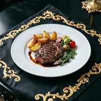 Goldrand-Teller aus New Bone China, Mikrowellengeeignet, 8/10,5 Zoll, Luxuriöser Vintage-Stil, Servierteller für Steak, Pasta und Desserts