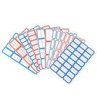 Vente en gros d'étiquettes autocollantes imperméables avec logo personnalisé, nom inscriptible, étiquettes d'emballage d'autocollants en vinyle PVC bleu rouge pour bureau