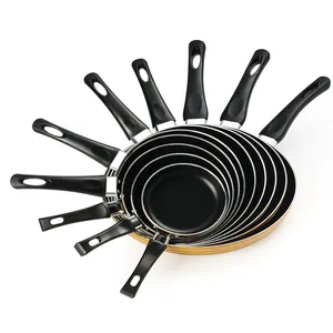 Алюминиевая антипригарная сковорода с спиральным дном бакелитовая ручка золотого цвета сковорода для приготовления пищи