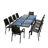 Ensemble de table et chaises de bar extensibles en rotin léger Audu Alexander, série Rose Ocean Garden, mobilier d'extérieur résistant aux UV