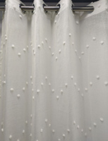 Ravissant rideau en voile transparent à pompons en forme de V, style bohème, à pois, franges, jacquard, prêt à poser, pour enfants, style girly, en tissu voile transparent.