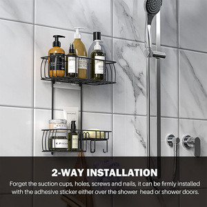 Bathroom Shelf Wall Mounted <b>Shower</b> Head <b>Storage</b> Organizer 60X70cm Rectangle Durable Corner Mount - Product Image 3