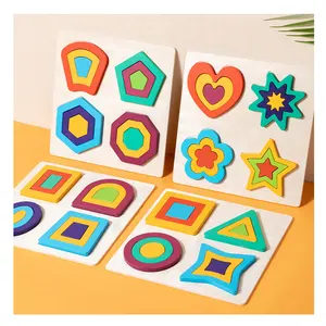 Crianças Montessori De Madeira Forma Geométrica Cor Cognição Combinando Puzzles Jogos Early Educacional Aprendizagem Brinquedo para Crianças