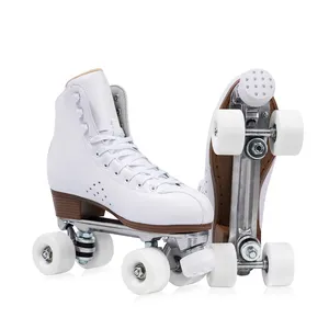 Roller Skates Quads New Design Most Durable Leather Black White Adults Roller Quad Skate Shoes Thickness Inner For Clubs Rental RTS
