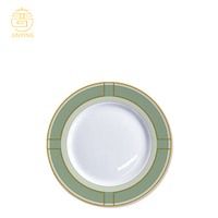 Service de table vert et or Renaissance, design classique, assiettes en porcelaine fine pour cadeau de mariage et repas raffinés