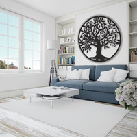 Vente en Gros Sculpture Murale Arbre de Vie Contemporaine en Métal pour Décoration Maison Bureau avec Étagères Présentoir