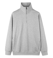 Pull à col montant zippé 1/4 pour homme, avec logo personnalisé imprimé, épaules tombantes, motif uni, fermeture éclair Alf