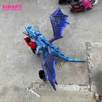 Dragon volant gonflable géant bleu, personnalisé, pour fête