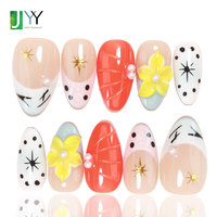 Ongles à presser 3D sculptés motif floral French Manucure, faits à la main, en acrylique, texture personnalisée, pour mariée