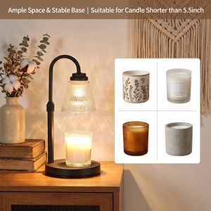 Lampe <span class=keywords><strong>chauffe</strong></span>-<span class=keywords><strong>cire</strong></span> à abat-jour en verre texturé, <span class=keywords><strong>chauffe</strong></span>-bougie en métal durable avec minuterie d'arrêt automatique et réglage de la luminosité, lampe décorative aromatique pour la maison - Product Image 5