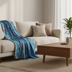 อิลัน ผ้าตกแต่งบ้าน ลายดอกไม้หัวใจ สีฟ้า ขนาด 100x150 ซม. - Product Image 2