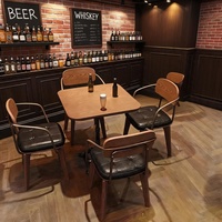 Ensemble de table et chaises de style français vintage rétro pour café-bar, en bois massif, table de bistrot parisienne pour terrasse de restaurant