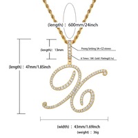 Hip Hop 18K oro antiguo inglés letras nombre personalizado 2020 Bling letra colgante con inicial colgante collar joyería