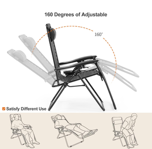 <span class=keywords><strong>Chaise</strong></span> zéro gravité réglable XFY <span class=keywords><strong>avec</strong></span> auvent et plateau latéral pour le <span class=keywords><strong>camping</strong></span> en plein air, la plage, le patio, <span class=keywords><strong>chaise</strong></span> inclinable - Product Image 3