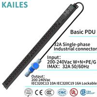 KAILES(KLS) K22 Série PDU de base 32A Monophasé 24 prises 20*Points antidérapants C13+4*Points antidérapants C19 2 interrupteurs+2 voyants lumineux