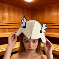 Topi Sauna Gaya Topi Berbahan Wol Abu-abu, Lembut, Tebal, Cepat Kering, Pelindung Telinga, Perawatan Rambut untuk Spa dan Pemandian Air Panas