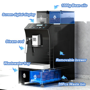Machine à café entièrement automatique intelligente avec réfrigérateur et support chauffe-tasses, machine à café professionnelle du grain à la tasse pour bureaux, cafés et hôtels - Product Image 3