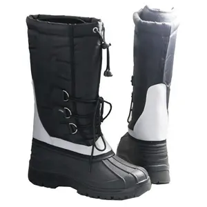 女士黑色膝盖高雪靴，冬季风格户外靴，女装时尚 Pac 靴子