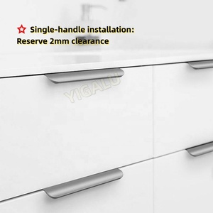 Cabinet Drawer <strong>Door</strong> Invisible Long Handle Kitchen <strong>Black</strong> <strong>Door</strong> Handle <strong>Black</strong> Gold Aluminum Alloy Edge Sealed Curved Handle - Product Image 6
