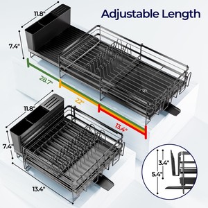 Grand égouttoir à vaisselle extensible avec drainage automatique, égouttoir à vaisselle amélioré pour comptoir de <span class=keywords><strong>cuisine</strong></span> - Product Image 5