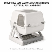 Bac à litière pour chat à nettoyage automatique, grand modèle, fermé, avec système de tamisage, en PP, carré, pour usage domestique