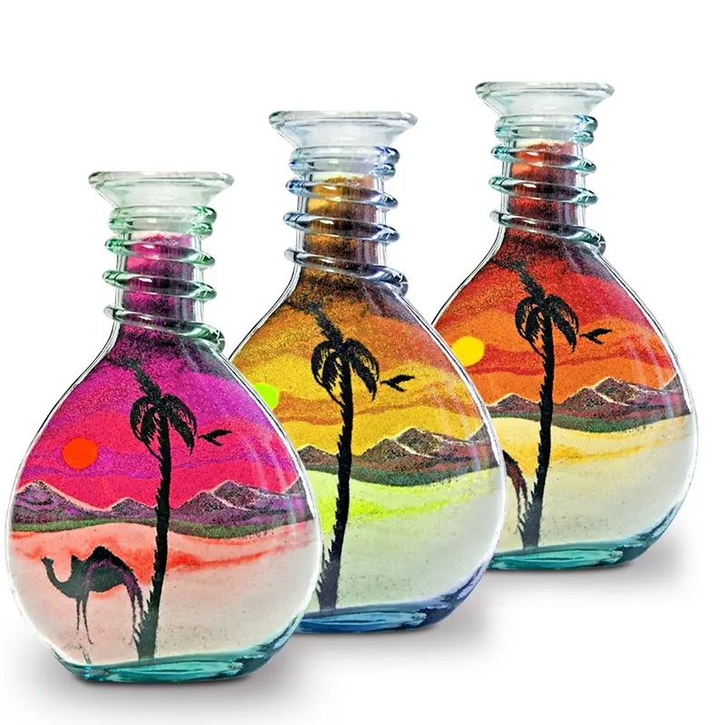 Personal isierte dekorative Verpackung Leere Kunst Glasflasche Vase Geschenk Handgemachte natürliche Sand Kunst Glasflasche mit günstigen Preis
