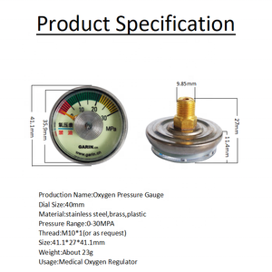Factory Direct <strong>Sales</strong> Dial 40 MM NPT 1/8 1500 PSI Pressure Gauge <strong>for</strong> <strong>Nitrous</strong> <strong>Oxide</strong> and Oxygen Gas - Product Image 5