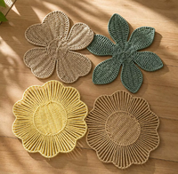 Set de table classique en corde de papier à bord festonné, tressé à la main, écologique, résistant à la chaleur, pour la décoration de la maison, des mariages et des dîners