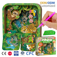 Kit de peinture diamant en bois sur le thème des animaux de la jungle pour enfants : paresseux, singe, toucan, papillon – Bricolage créatif
