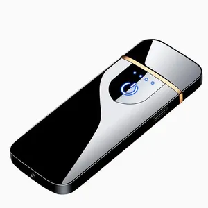 Usb Charging Lighter Personalized Creative Ultra Thin Fingerprint Electric No Flame Cigarette Cigar Arc Lighter