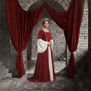 Abito Medievale da <span class=keywords><strong>Principessa</strong></span> in Velluto Bordeaux con Copertura Totale, Maniche Lunghe a Campana, Lunghezza al Pavimento, Stile Rinascimentale Reale, per <span class=keywords><strong>Film</strong></span> e TV - Product Image 3