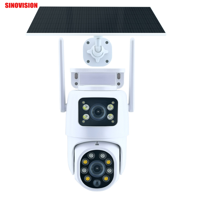 Tuya 8MP Dual Lens 360 Outdoor Security CCTV Camera 4K Night Vision Motion Detection Sim Card Solar Powered CMOS Built-in Mic